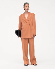 Another Tomorrow Fluid Double Breasted Jacket in Clay – Viscose Women's Jacket