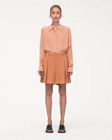 Another Tomorrow Fluid Pleated Short in Clay – Viscose Women's Trousers