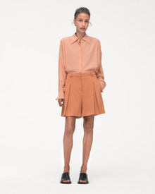 Another Tomorrow Fluid Pleated Short in Clay – Viscose Women's Trousers