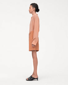 Another Tomorrow Fluid Pleated Short in Clay – Viscose Women's Trousers