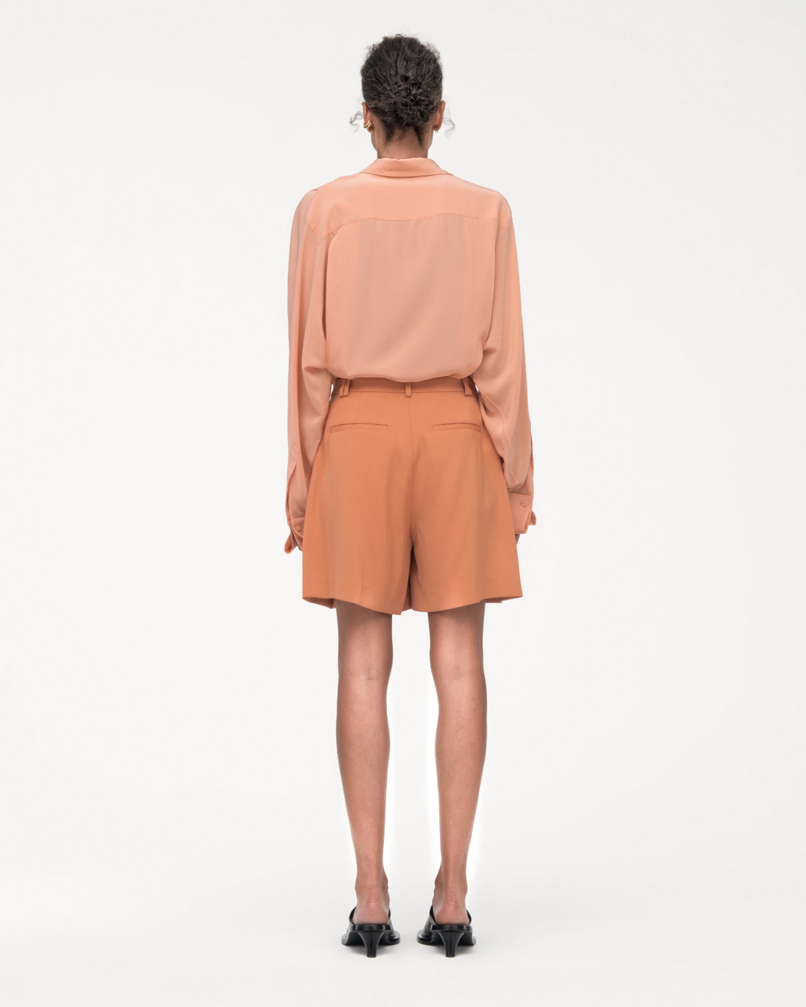 Another Tomorrow Fluid Pleated Short in Clay – Viscose Women's Trousers
