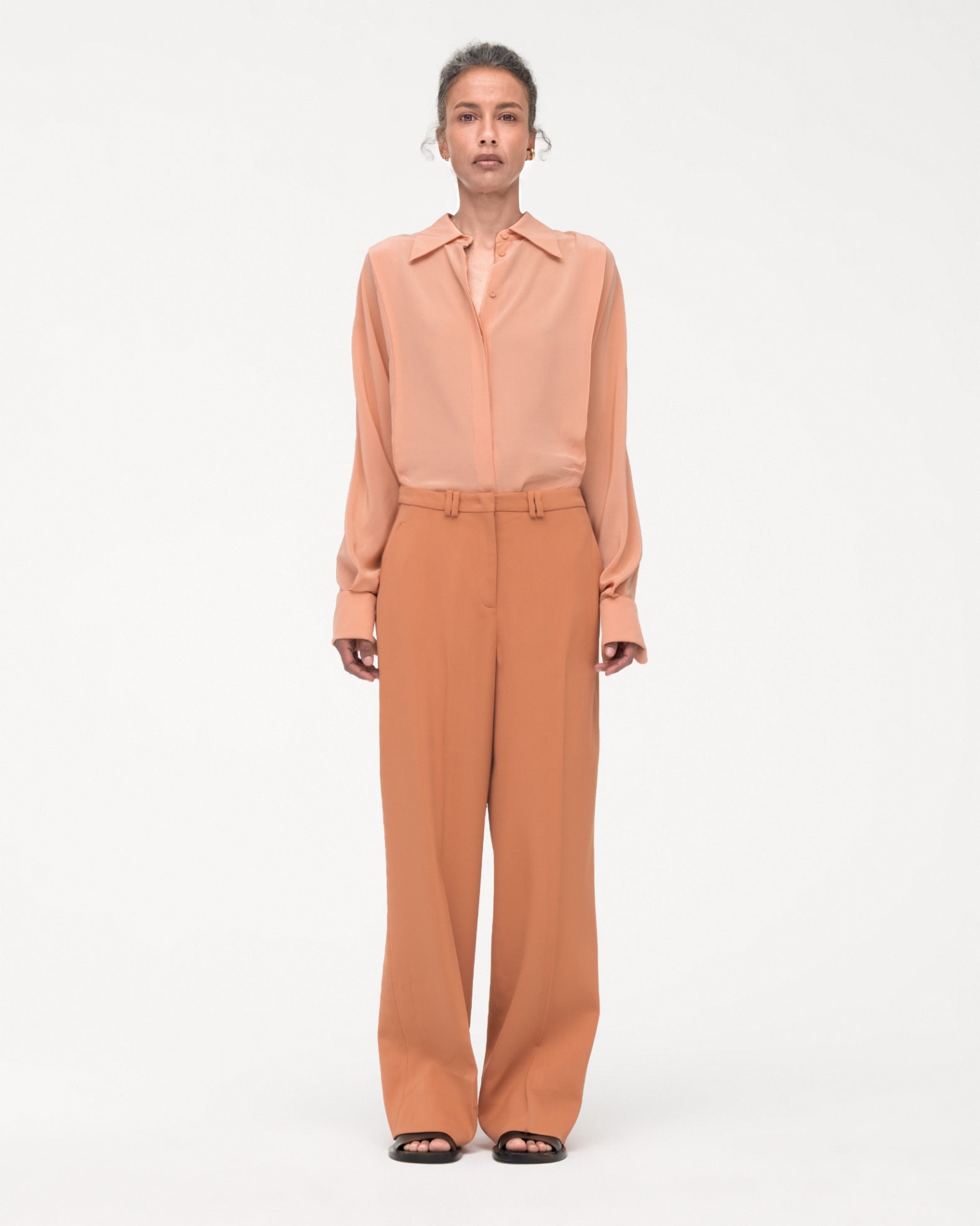 Another Tomorrow Fluid Trouser in Clay – Viscose Women's Trousers