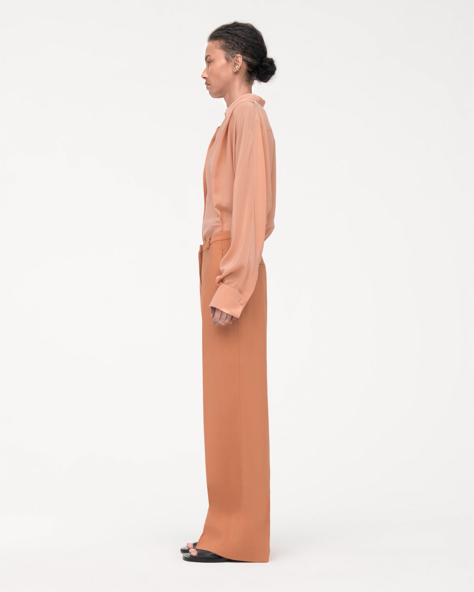 Another Tomorrow Fluid Trouser in Clay – Viscose Women's Trousers