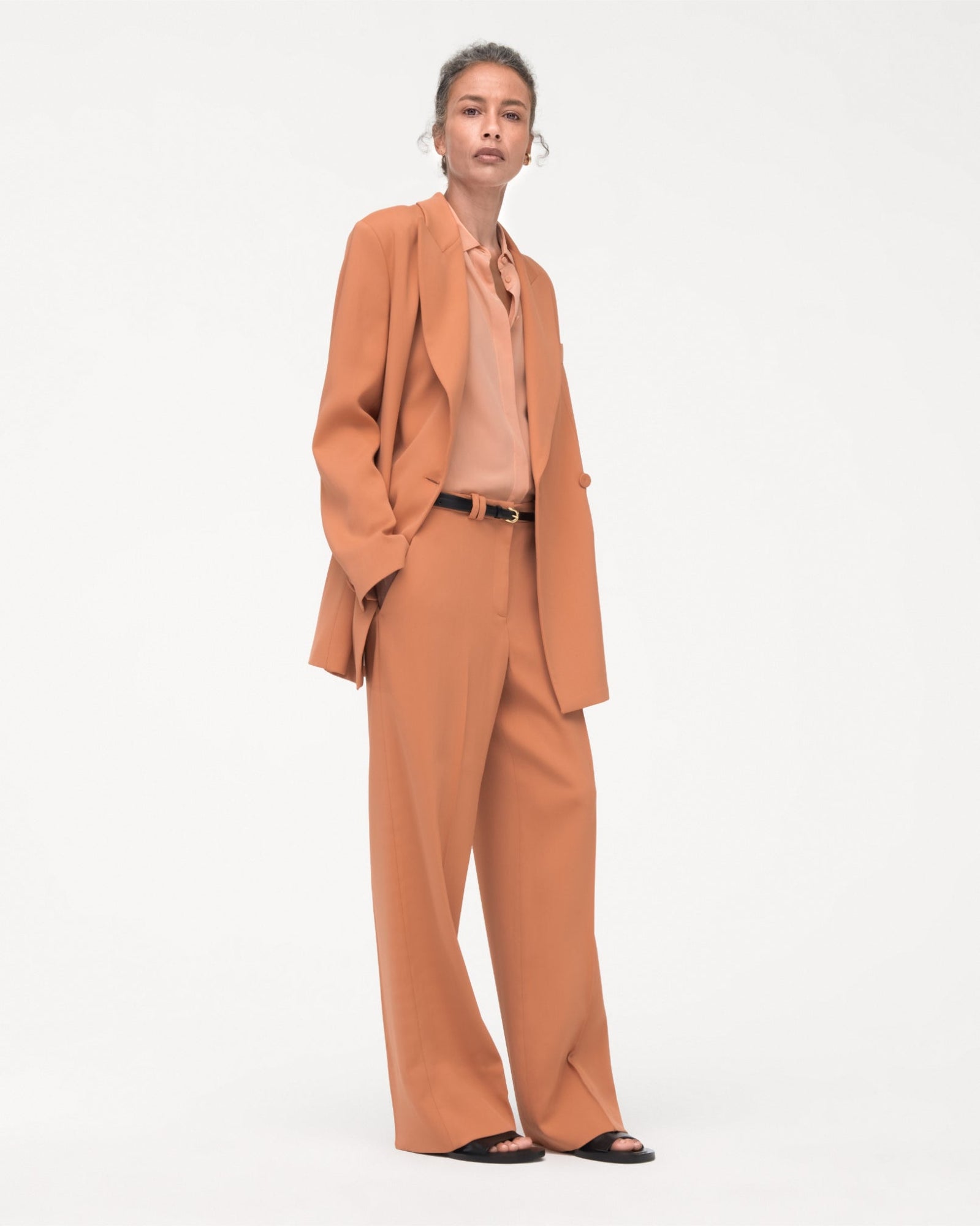 Another Tomorrow Fluid Trouser in Clay – Viscose Women's Trousers