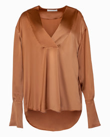 Flux Deep V Blouse | Caramel
