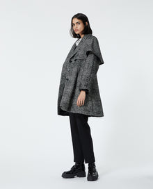 Two-Tone Cape-Effect Wool Coat | Women | Black x White