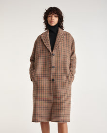 Double-Faced Check Wool Coat | Women | Brown