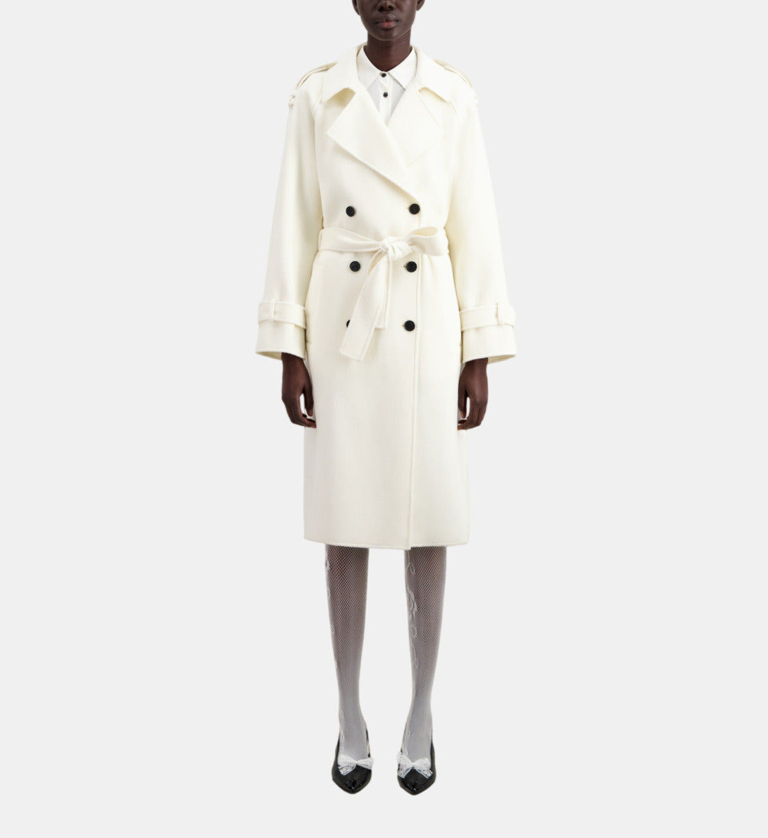 Long Wool-Blend Coat | Women | Ecru