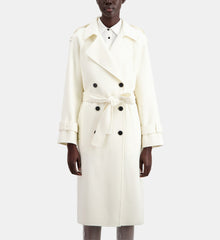 Long Wool-Blend Coat | Women | Ecru