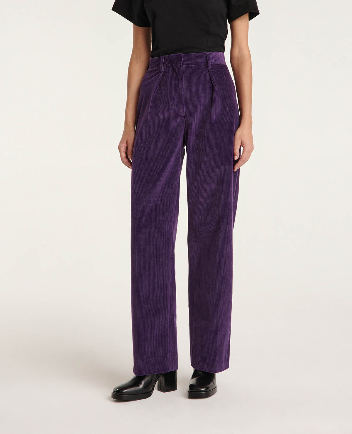 Purple Corduroy Pants With Loose-Fit | Women | Prune