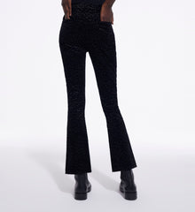 Velvet Suit Pants With Leopard Print | Women | Black