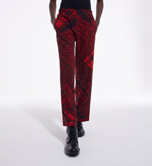 Straight Printed Pants | Women | Red x Black