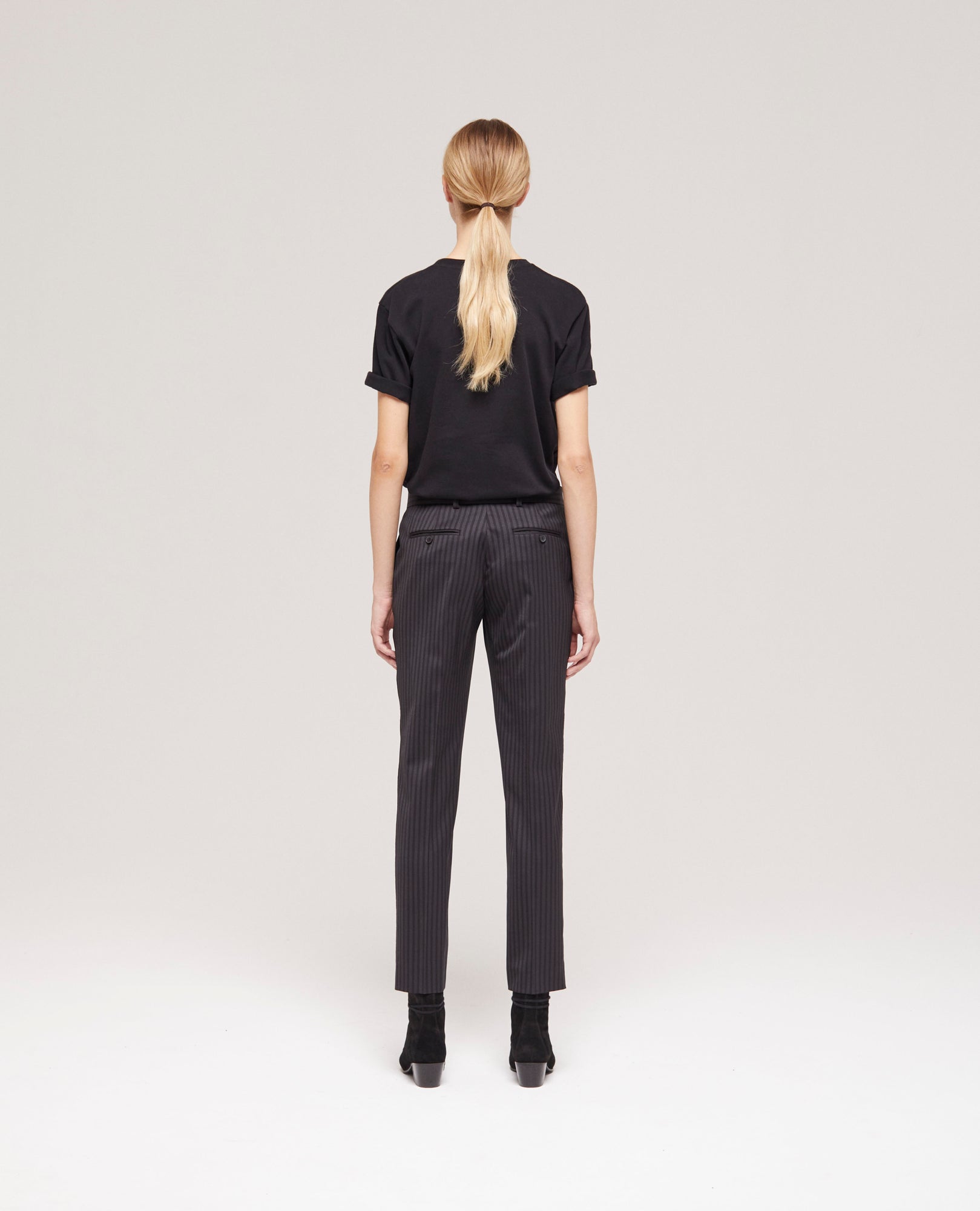 Striped Wool Suit Pants | Women | Black Grey