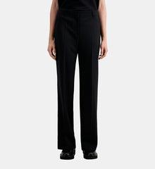 Striped Wool-Blend Suit Trousers | Women | Black x White