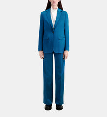 Satin Suit Trousers | Women | Deep Blue