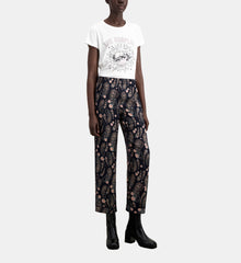 Printed Trousers | Women | Black x Pink