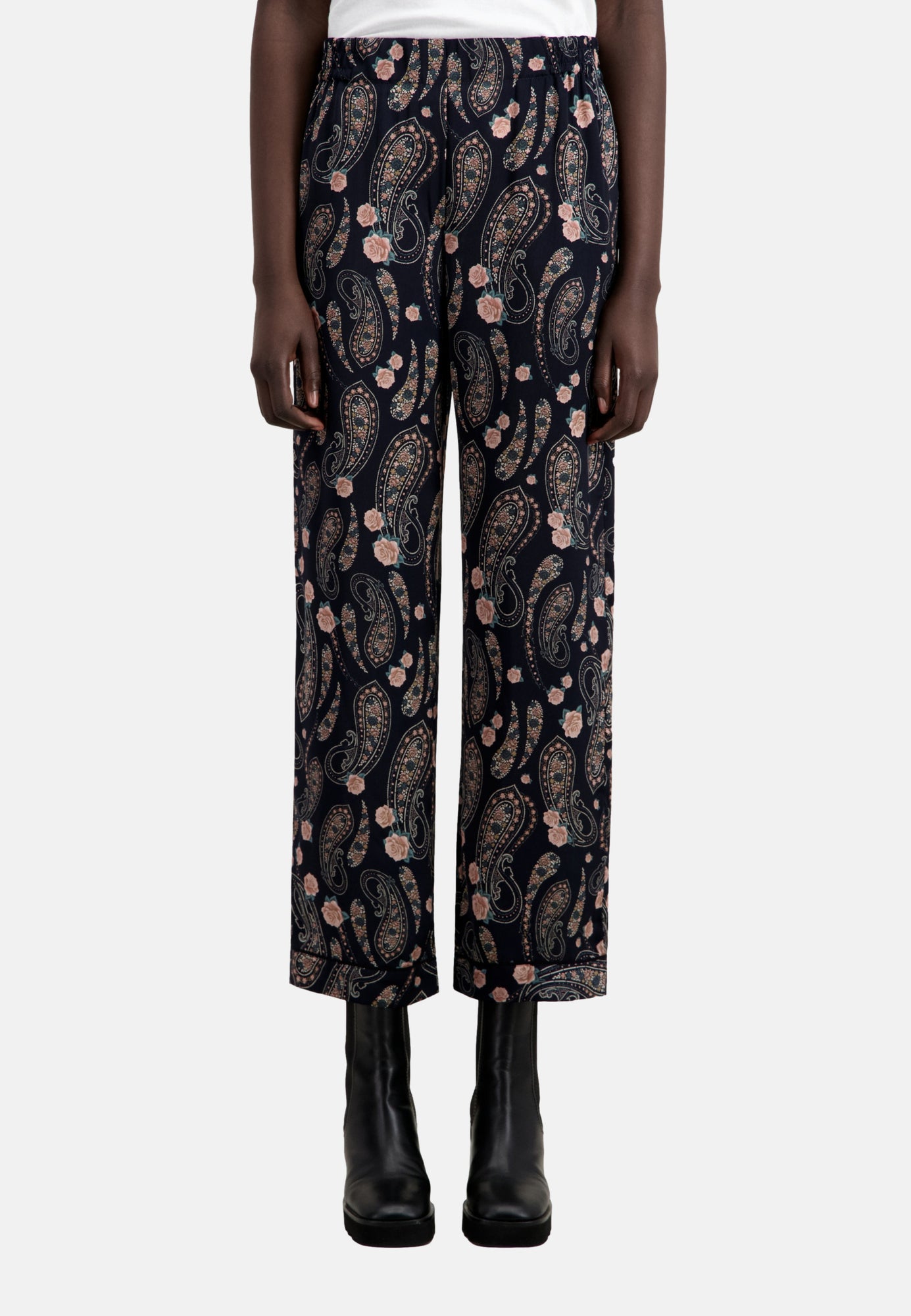 Printed Trousers | Women | Black x Pink