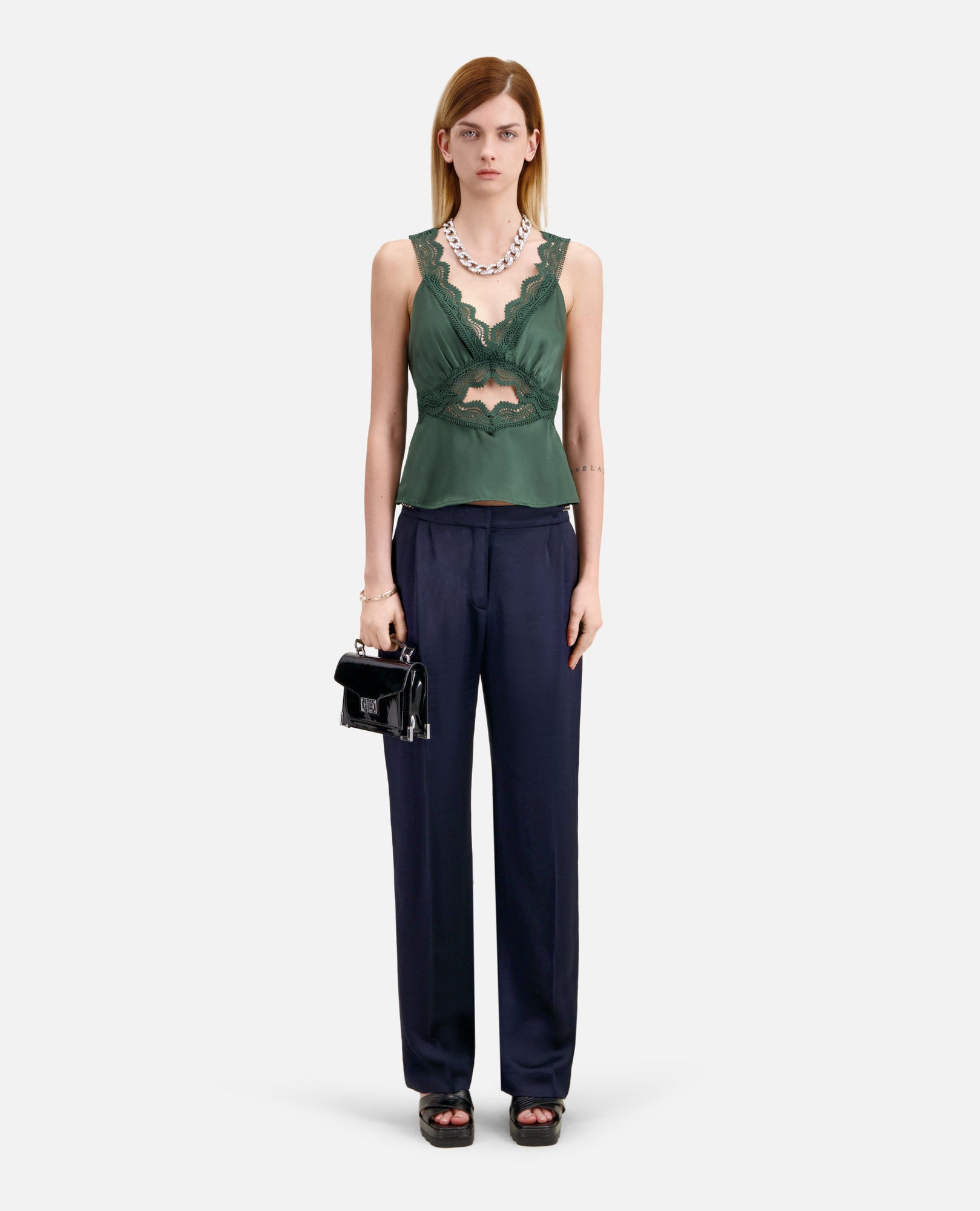 Trousers With Chains | Women | Navy Blue