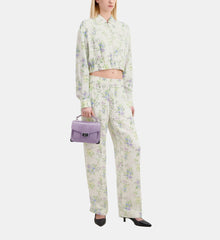 Floral Print Trousers | Women | Light Blue x White