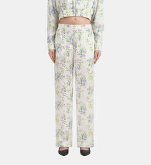 Floral Print Trousers | Women | Light Blue x White