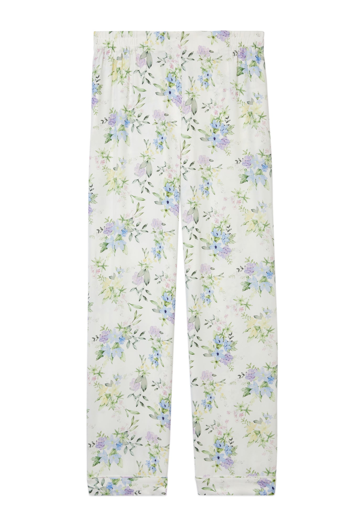 Floral Print Trousers | Women | Light Blue x White