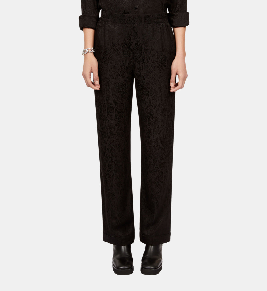 Snakeskin Jacquard Trousers | Women | Black