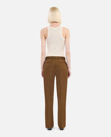 Loose-Fitting Brown Suit Trousers | Women | Khaki