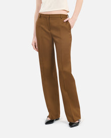 Loose-Fitting Brown Suit Trousers | Women | Khaki