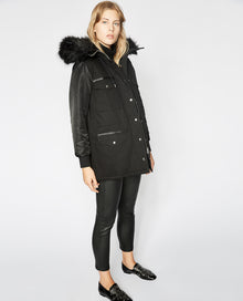 Twin-Fabric Parka | Women | Black