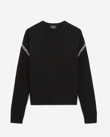 Loose Wool Sweater With Chain Details | Women | Black