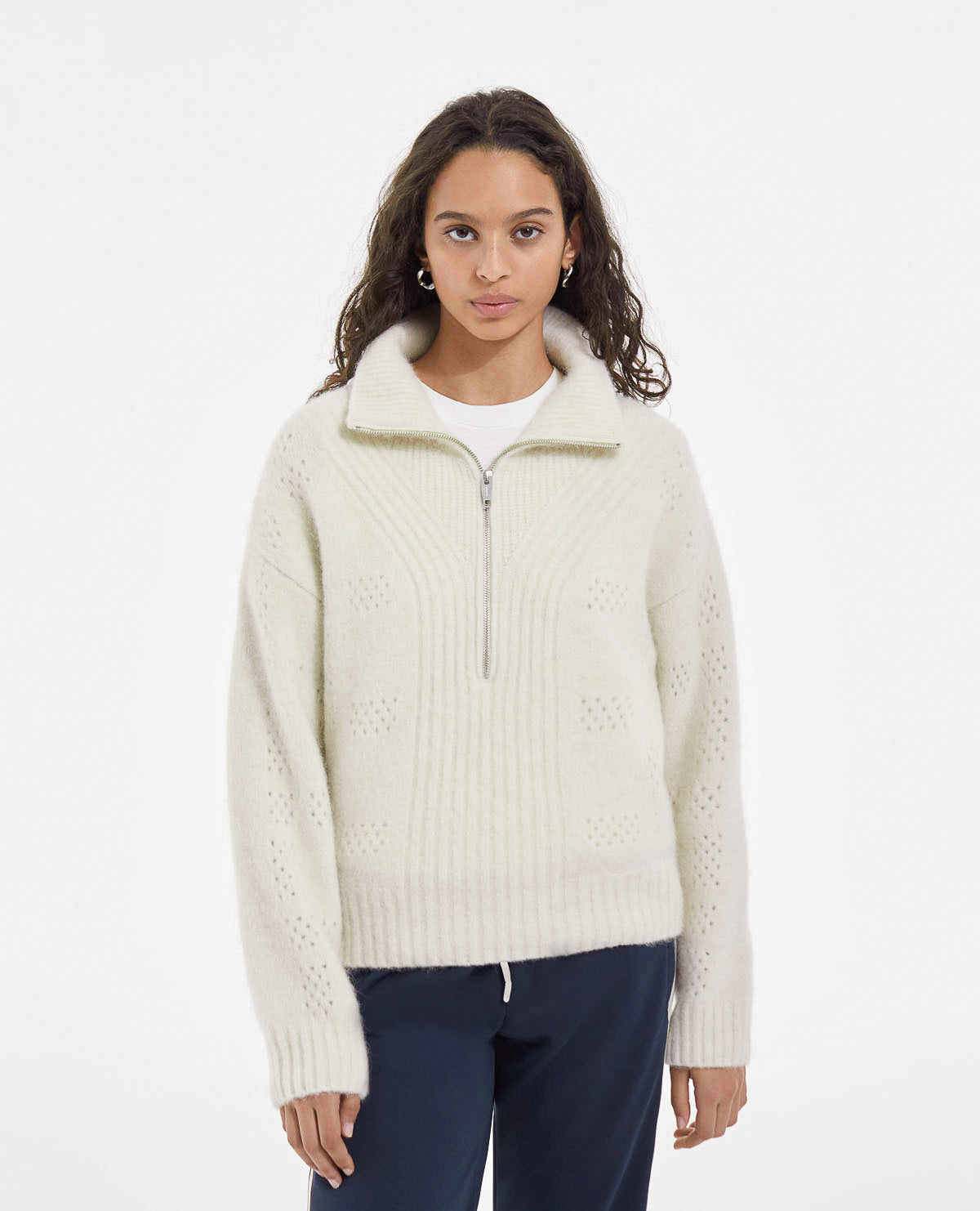 Ecru Alpaca Wool Roll-Neck Sweater | Women | White