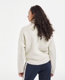 Ecru Alpaca Wool Roll-Neck Sweater | Women | White