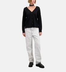 Ecru Sweater With Buttoning On The Back | Women | Black