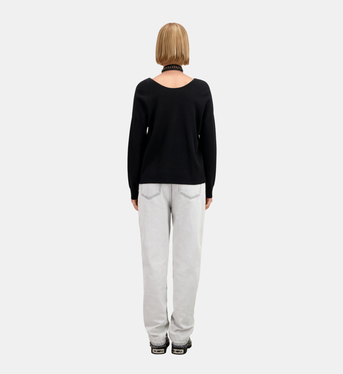 Ecru Sweater With Buttoning On The Back | Women | Black