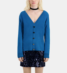 Sweater With Buttoning On The Back | Women | Medium Blue