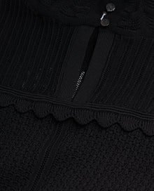 Cropped Openwork Mesh Sweater | Women | Black