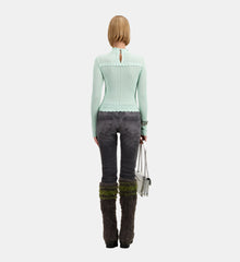 Cropped Almond Green Sweater In Openwork Knit | Women | Ocean