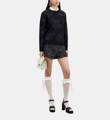 Wool-Blend Jumper With Silver Patterns | Women | Black x Black