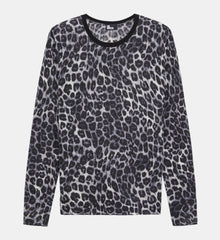 Printed Cashmere Sweater | Women | Black x White Leopard