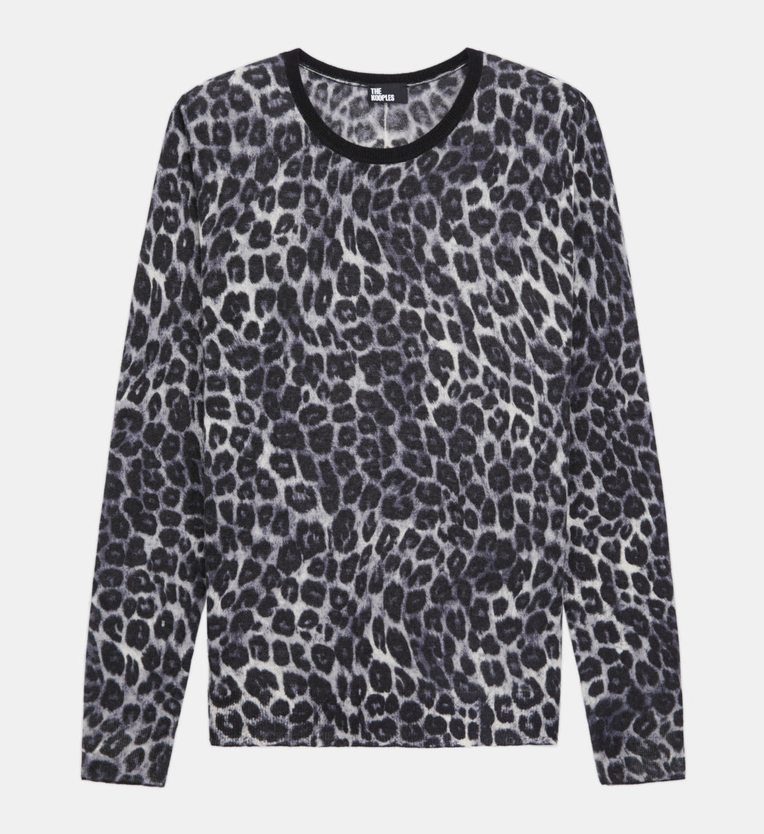 Printed Cashmere Sweater | Women | Black x White Leopard