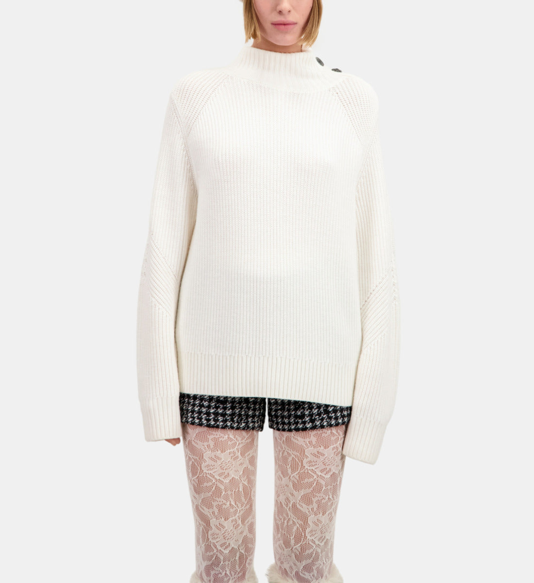 Wool Sweater With Bijou Buttons | Women | Ecru