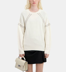 Ribbed Wool And Cashmere Sweater With Studs | Women | Ecru