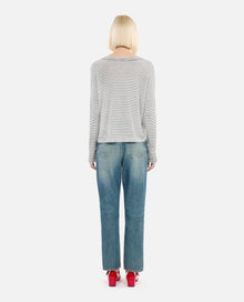 Blazon Wool And Cashmere Striped Sweater | Women | White x Blue