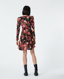 Short Floral Printed Silk Dress | Women | Multicolorlor