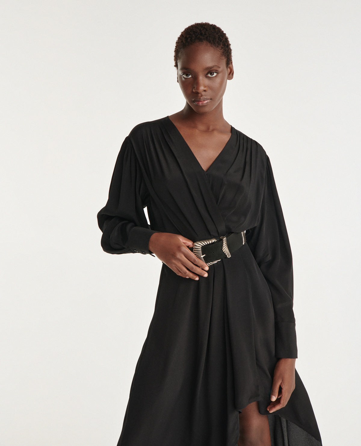 Long Draped Dress | Women | Black