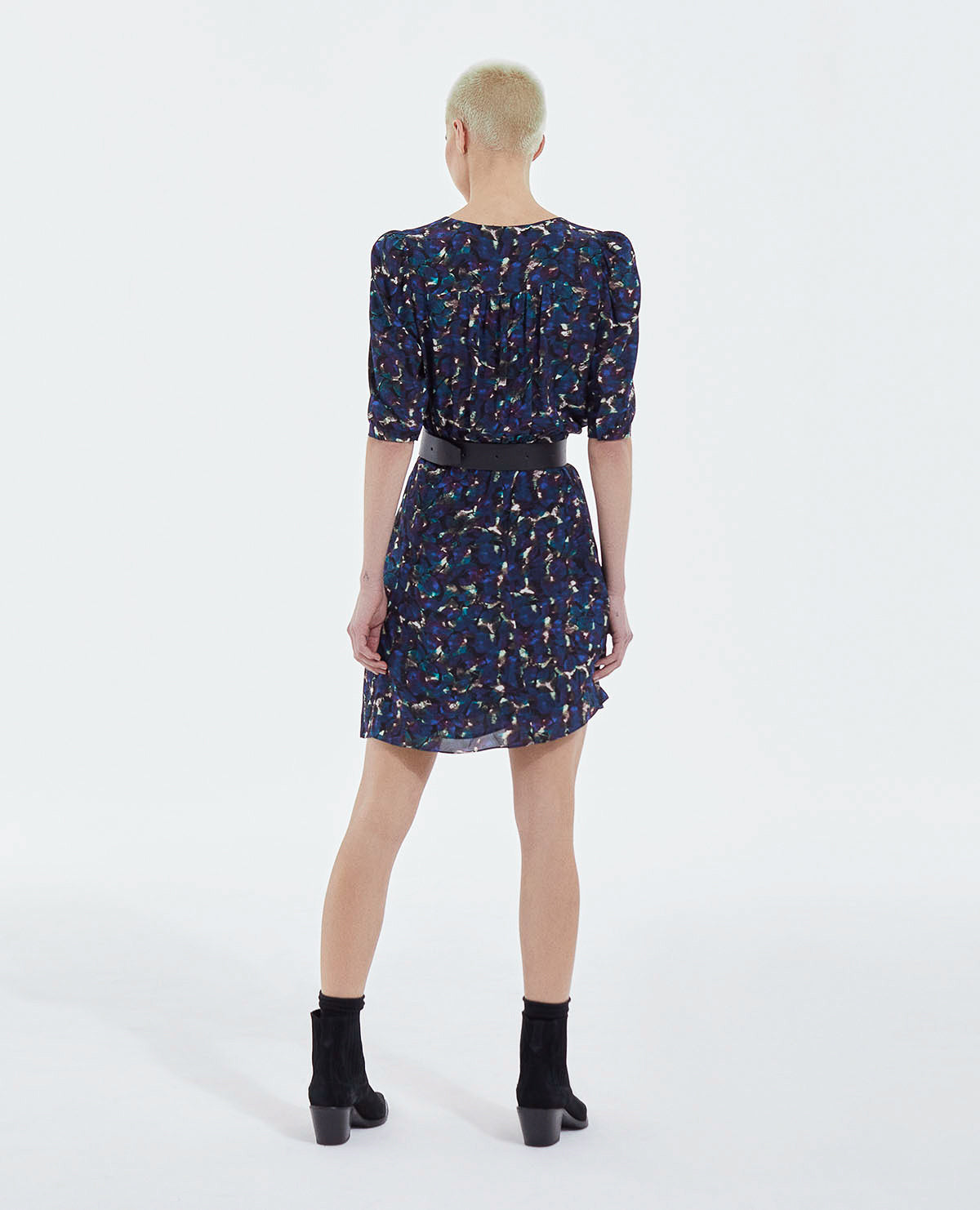 Short Printed Wrap Dress | Women | Blue