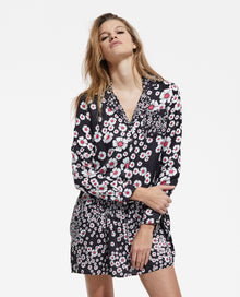 Floral Shirt Dress | Women | Black x Pink