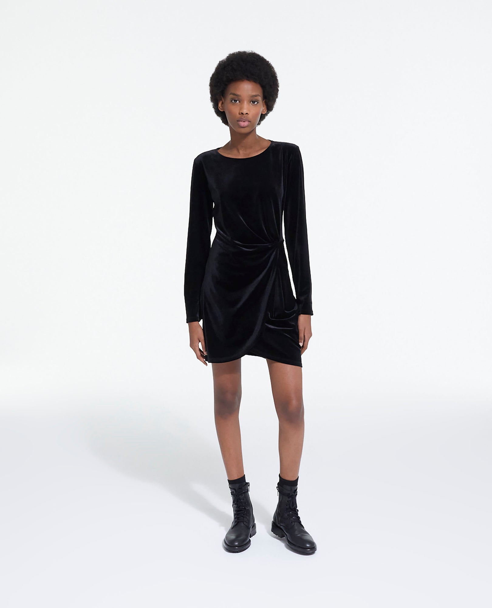 Short Velvet Dress | Women | Black