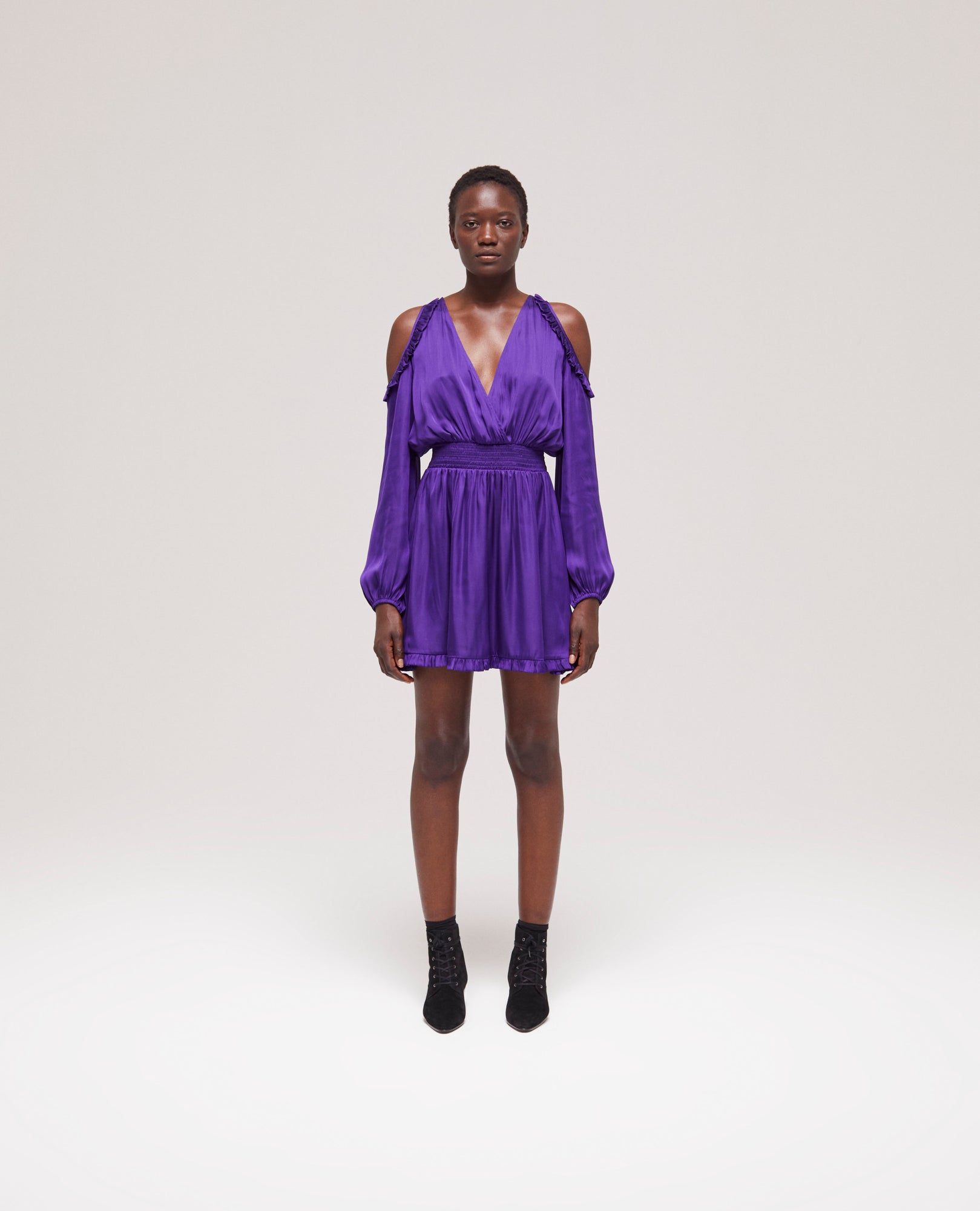 Short Dress With Ruffles | Women | Purple