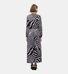 Long Printed Dress | Women | Black x White